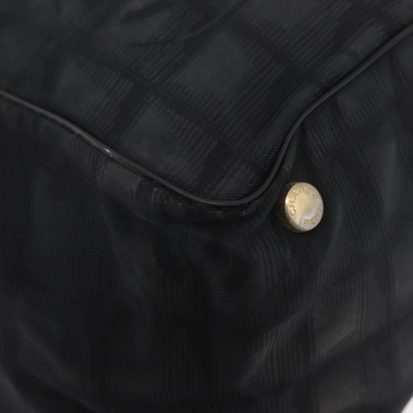CHANEL New Travel line Tote Bag Nylon Black Gold CC Auth ka4008