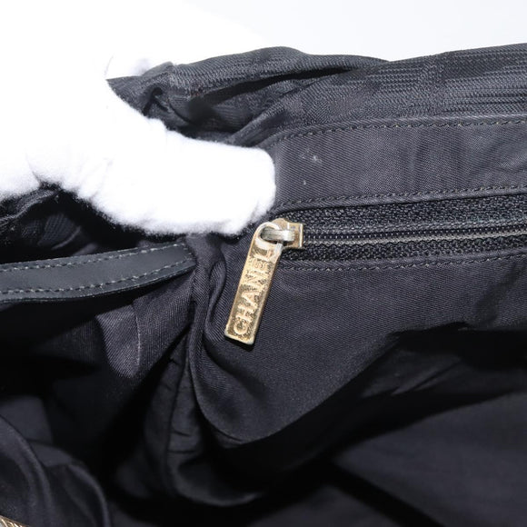 CHANEL New Travel line Tote Bag Nylon Black Gold CC Auth ka4008