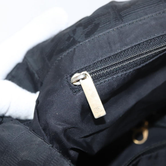 CHANEL New Travel line Tote Bag Nylon Black Gold CC Auth ka4008