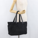 CHANEL New Travel line Tote Bag Nylon Black Gold CC Auth ka4008-23