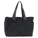 CHANEL New Travel line Tote Bag Nylon Black Gold CC Auth ka4008-3
