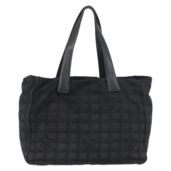 CHANEL New Travel line Tote Bag Nylon Black Gold CC Auth ka4008