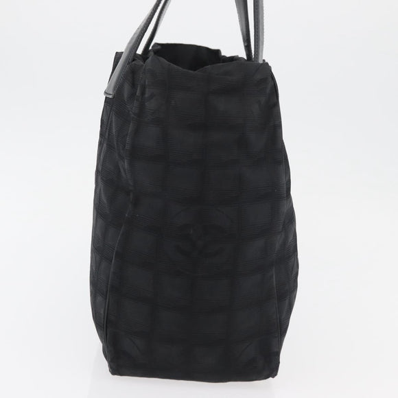 CHANEL New Travel line Tote Bag Nylon Black Gold CC Auth ka4008