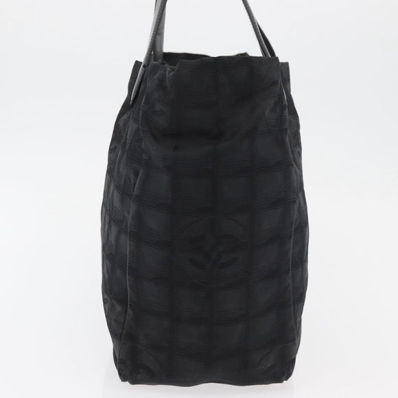 CHANEL New Travel line Tote Bag Nylon Black Gold CC Auth ka4008