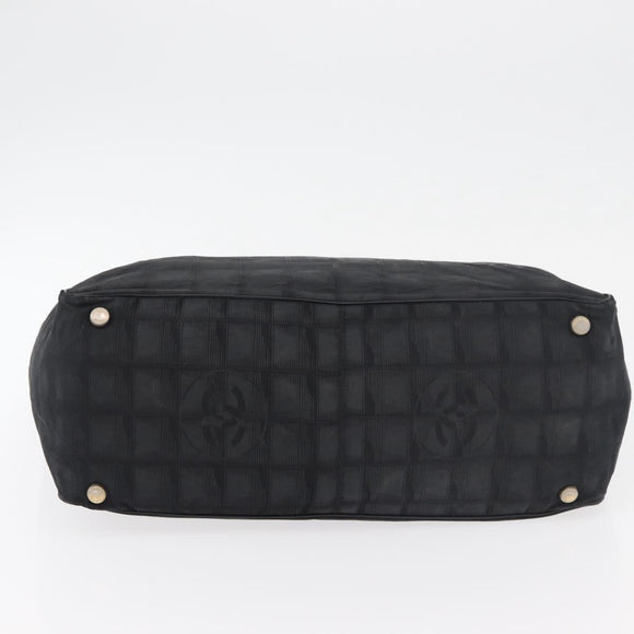 CHANEL New Travel line Tote Bag Nylon Black Gold CC Auth ka4008