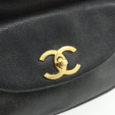 CHANEL Chain Backpack Caviar Skin Gold Black CC Auth ka4012V-15