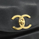 CHANEL Chain Backpack Caviar Skin Gold Black CC Auth ka4012V-16