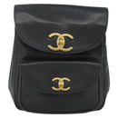 CHANEL Chain Backpack Caviar Skin Gold Black CC Auth ka4012V-2