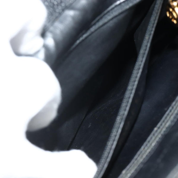 CHANEL Chain Backpack Caviar Skin Gold Black CC Auth ka4012V