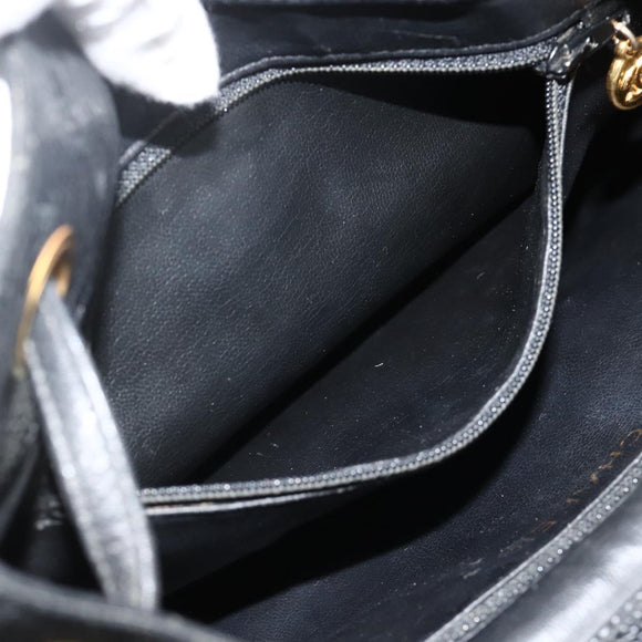 CHANEL Chain Backpack Caviar Skin Gold Black CC Auth ka4012V