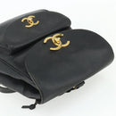 CHANEL Chain Backpack Caviar Skin Gold Black CC Auth ka4012V-6
