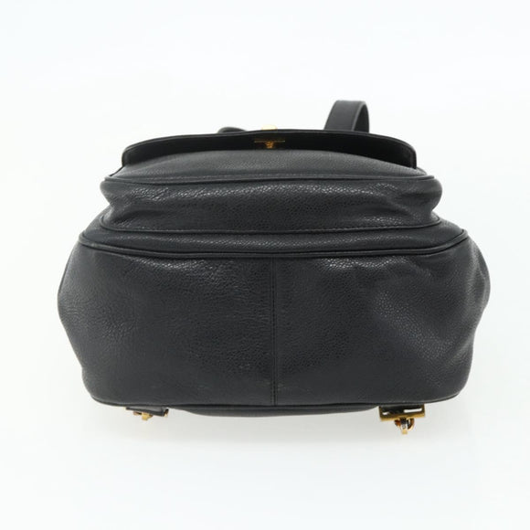 CHANEL Chain Backpack Caviar Skin Gold Black CC Auth ka4012V