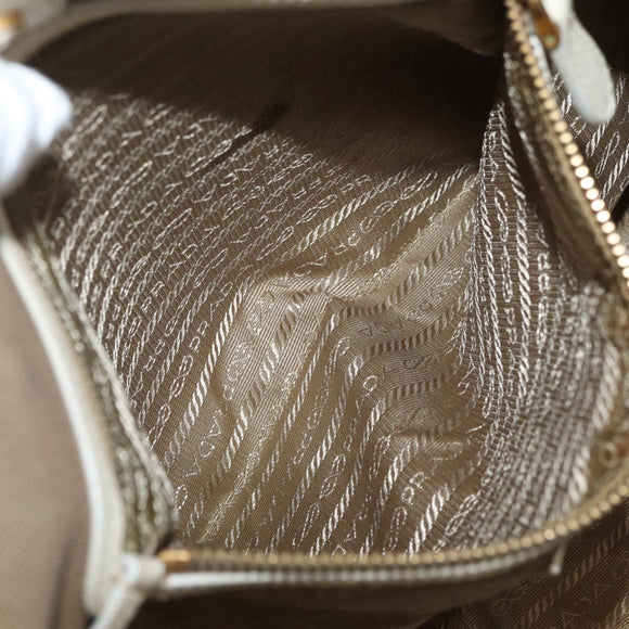 PRADA Tote Bag Canvas Beige Gold Auth ka4014