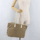 PRADA Tote Bag Canvas Beige Gold Auth ka4014-22