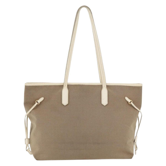 PRADA Tote Bag Canvas Beige Gold Auth ka4014
