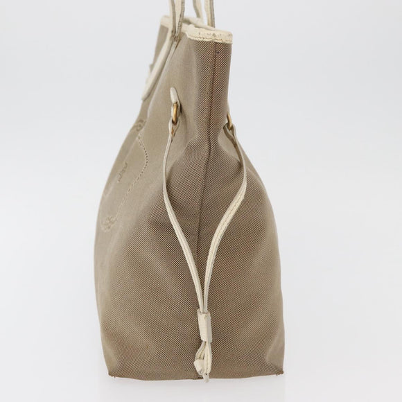PRADA Tote Bag Canvas Beige Gold Auth ka4014
