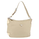 PRADA Shoulder Bag Nylon Beige Silver Auth ka4019-1