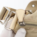 PRADA Shoulder Bag Nylon Beige Silver Auth ka4019-10