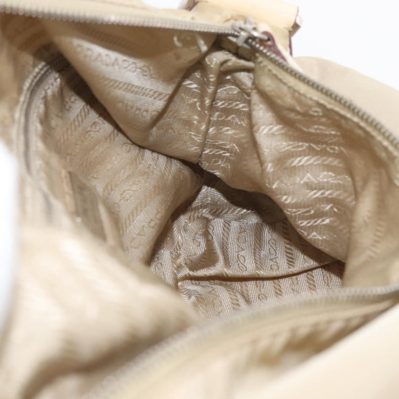 PRADA Shoulder Bag Nylon Beige Silver Auth ka4019