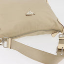 PRADA Shoulder Bag Nylon Beige Silver Auth ka4019-6