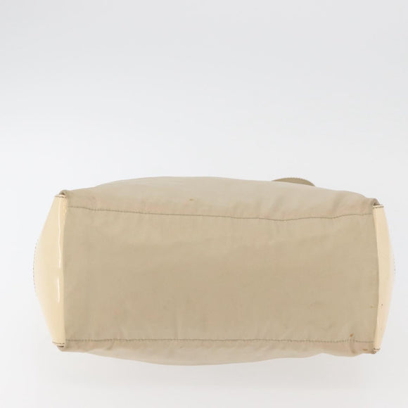 PRADA Shoulder Bag Nylon Beige Silver Auth ka4019