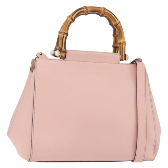 GUCCI Nim Fair Hand Bag Leather 2way Pink Gold 453767 Auth ka4024A