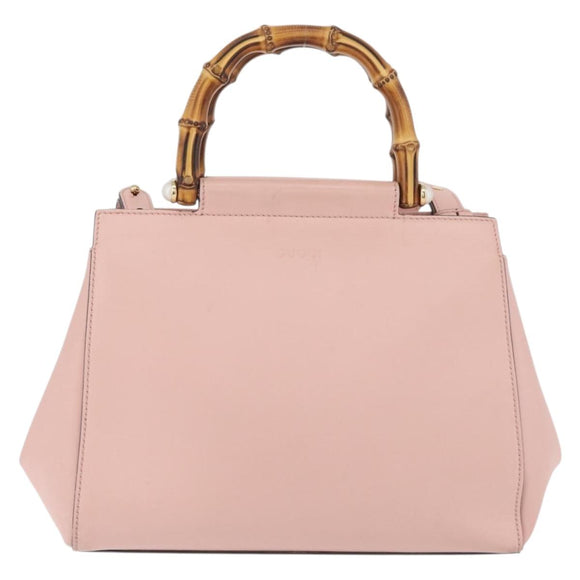 GUCCI Nim Fair Hand Bag Leather 2way Pink Gold 453767 Auth ka4024A
