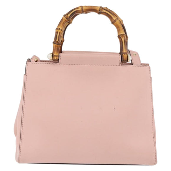 GUCCI Nim Fair Hand Bag Leather 2way Pink Gold 453767 Auth ka4024A