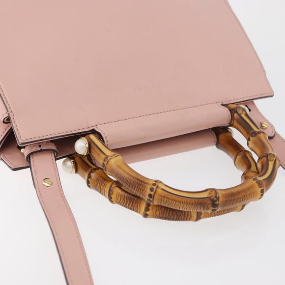 GUCCI Nim Fair Hand Bag Leather 2way Pink Gold 453767 Auth ka4024A