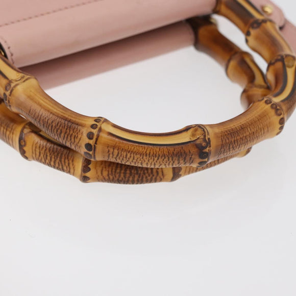 GUCCI Nim Fair Hand Bag Leather 2way Pink Gold 453767 Auth ka4024A