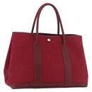 HERMES Garden Party PM Hand Bag Towar Officche Red Silver Auth ka4028-1