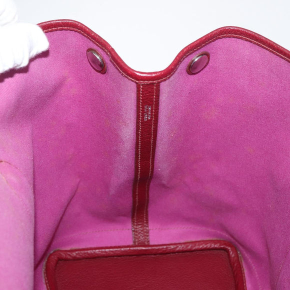 HERMES Garden Party PM Hand Bag Towar Officche Red Silver Auth ka4028