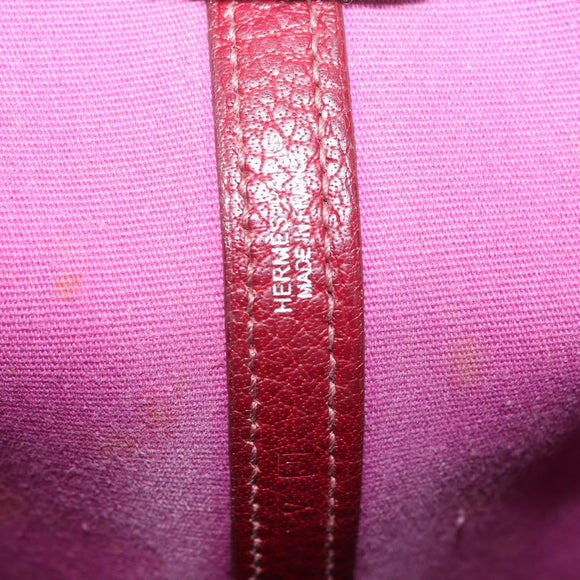 HERMES Garden Party PM Hand Bag Towar Officche Red Silver Auth ka4028
