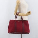 HERMES Garden Party PM Hand Bag Towar Officche Red Silver Auth ka4028-19
