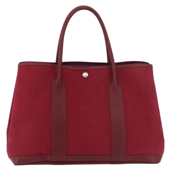 HERMES Garden Party PM Hand Bag Towar Officche Red Silver Auth ka4028
