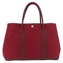 HERMES Garden Party PM Hand Bag Towar Officche Red Silver Auth ka4028-3
