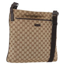 GUCCI GG Canvas Shoulder Bag Beige Silver 122791 Auth ka4032-1