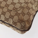 GUCCI GG Canvas Shoulder Bag Beige Silver 122791 Auth ka4032-15