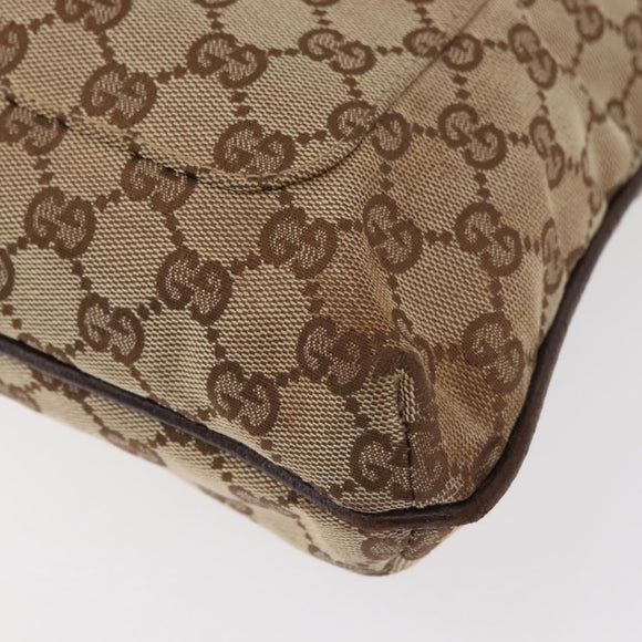 GUCCI GG Canvas Shoulder Bag Beige Silver 122791 Auth ka4032
