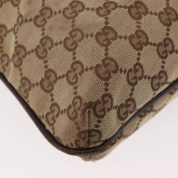 GUCCI GG Canvas Shoulder Bag Beige Silver 122791 Auth ka4032