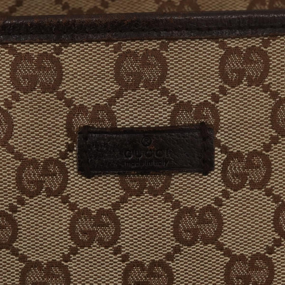 GUCCI GG Canvas Shoulder Bag Beige Silver 122791 Auth ka4032