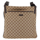 GUCCI GG Canvas Shoulder Bag Beige Silver 122791 Auth ka4032-13
