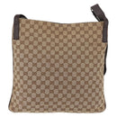 GUCCI GG Canvas Shoulder Bag Beige Silver 122791 Auth ka4032-2