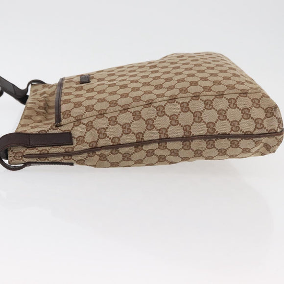 GUCCI GG Canvas Shoulder Bag Beige Silver 122791 Auth ka4032