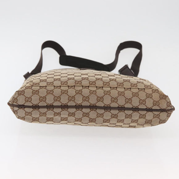 GUCCI GG Canvas Shoulder Bag Beige Silver 122791 Auth ka4032