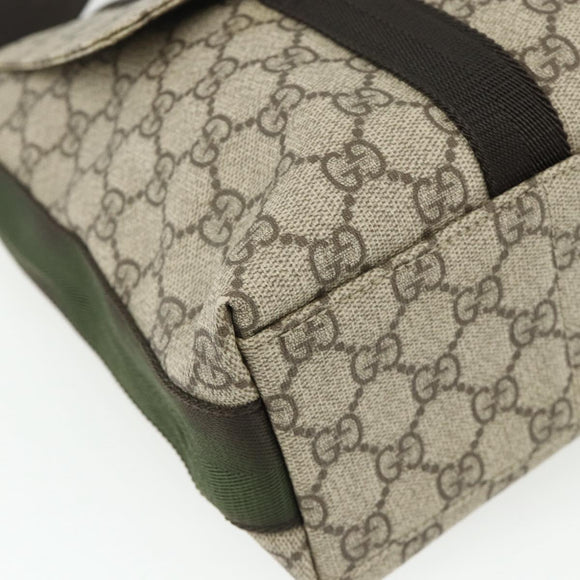 GUCCI GG Supreme Shoulder Bag PVC Beige Silver 122373 Auth ka4034A