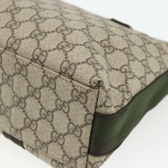 GUCCI GG Supreme Shoulder Bag PVC Beige Silver 122373 Auth ka4034A