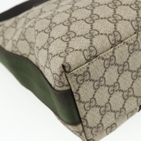 GUCCI GG Supreme Shoulder Bag PVC Beige Silver 122373 Auth ka4034A
