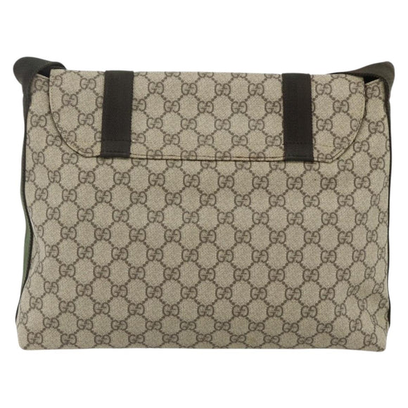 GUCCI GG Supreme Shoulder Bag PVC Beige Silver 122373 Auth ka4034A