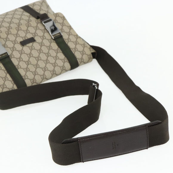 GUCCI GG Supreme Shoulder Bag PVC Beige Silver 122373 Auth ka4034A